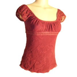 Red Lace Cap Sleeve Top